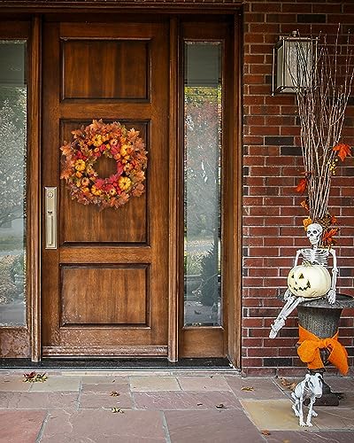 thanksgiving fall wreath for front door 24 inch on a desk or shelf