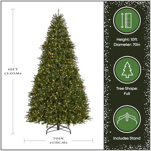 national tree company 10ft pre-lit dunhill fir artificial, side view