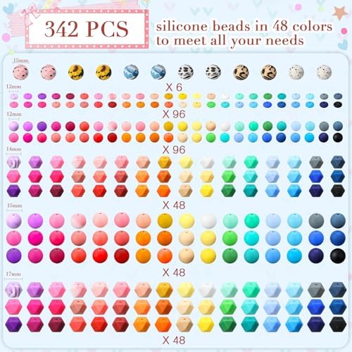 hotop 342 pcs silicone beads for keychain making shown in use