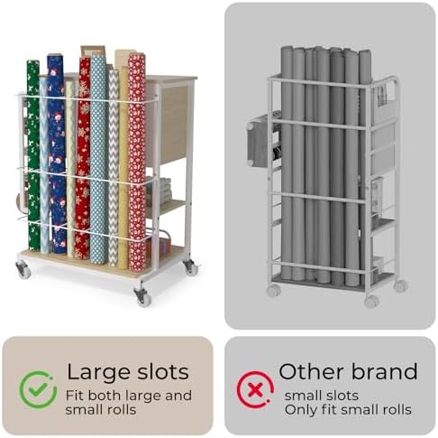 wrapping paper storage & organizer, craft cart with, close-up detail