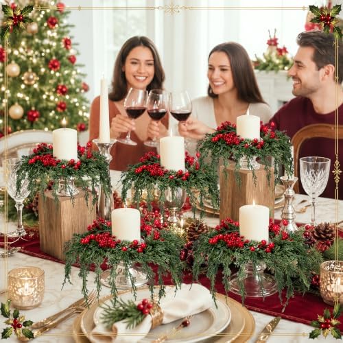 mini christmas cedar with berries wreaths 12" drop, package contents