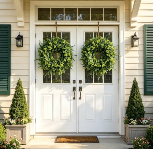 26" large boxwood wreath for front door.eucalyptus wreath, package contents