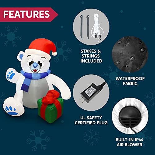 joiedomi 4 ft christmas inflatable polar bear with, package contents
