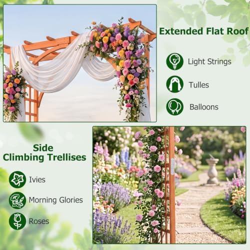 wood arbor, 84 inch wooden garden arch with, close-up detail