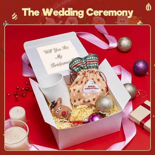 MESHA 8x8x4 Gift Box 10 Pack White Gift Boxes with Lids, DIY Bridesmaid Proposal Box, Recyclable,Foldable Box for Wedding, Birthday Party