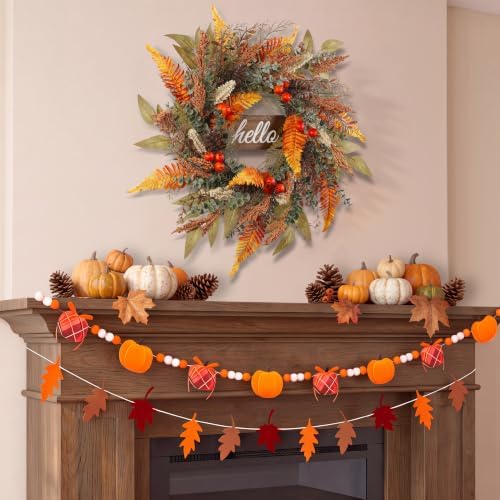 paper fair 26 inch fall wreath for front, side view