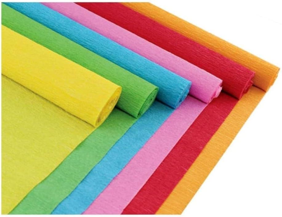 Clairefontaine 995001C - 10 Rolls of Florist Crepe Paper - Size 25 x 100 cm - 250% Elasticity - Weight 160 g - Paper Flowers - Non-Disgorging Colours - Assorted 10 Bright Colours
