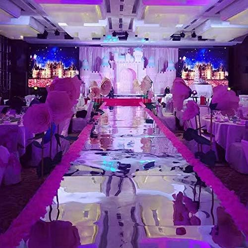 ANMINY Silver Wedding Mirror Aisle Runner, Double Sided, 3.3x65.6Ft
