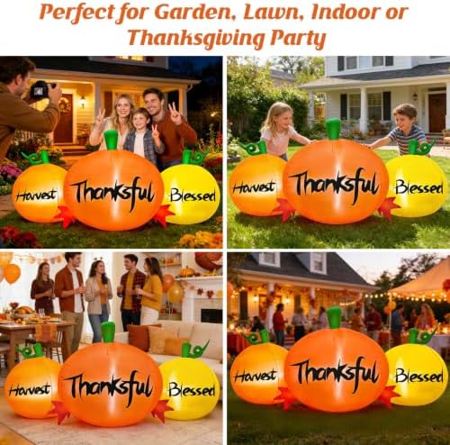 danxilu 8 ft fall pumpkin trio inflatable thanksgiving, side view