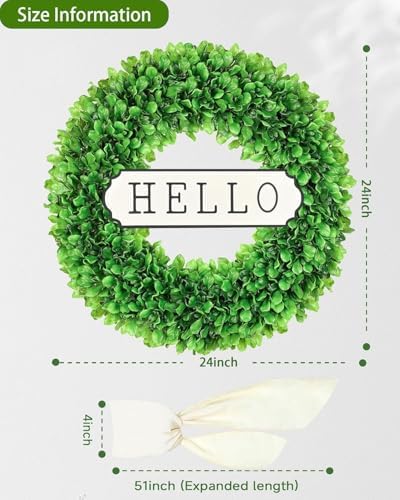ddhs 23 inch large boxwood wreath for front shown in use