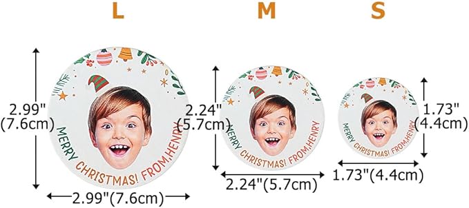 callie Personalized Christmas Stickers with Photo Name, Custom Waterproof Glitter Xmas Labels for Crafts Cards Envelope Seal Party Decorations, 24pcs