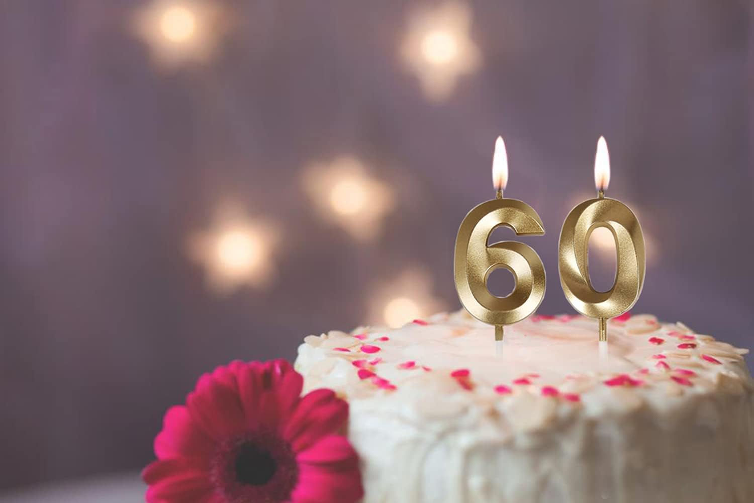 60th Birthday Candles,Gold Number 60 Cake Topper for Birthday Decorations Party Decoration