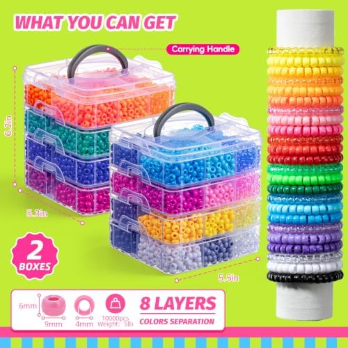 simetufy 10000pcs pony beads bulk 48 colors rave, package contents
