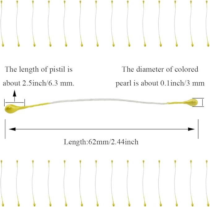 HAHIYO 700Pcs 3mm Yellow Pearl Straight-head Artificial Floral Pistil for Making & Decoration