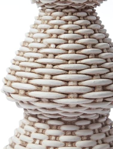 dn deconation white christmas tree figurines, natural rattan on a desk or shelf