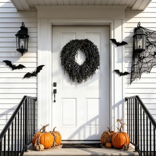 dn deconation halloween wreath for front door, decorations, close-up detail