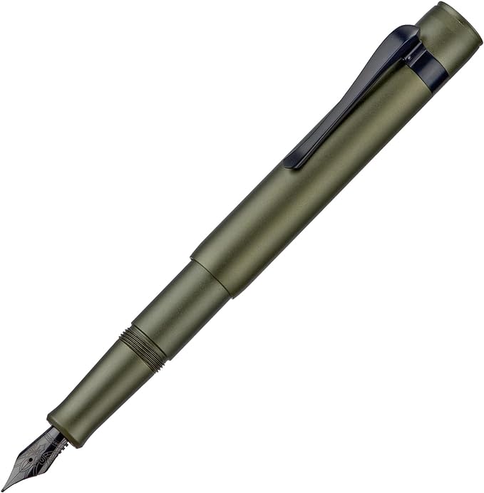 Hongdian M2 Black Forest Mini Fountain Pen, Extra Fine Soft Nib & Sleek Shape Aluminium Short Pocket Travel Pen (Army Green)