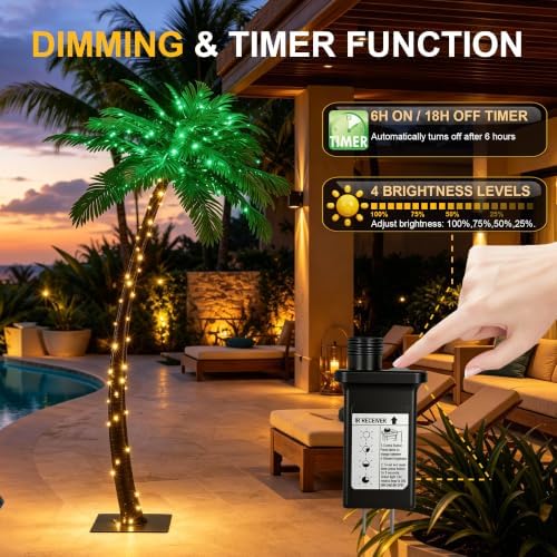lightshare 7 feet palm tree 152led lights artificial shown in use
