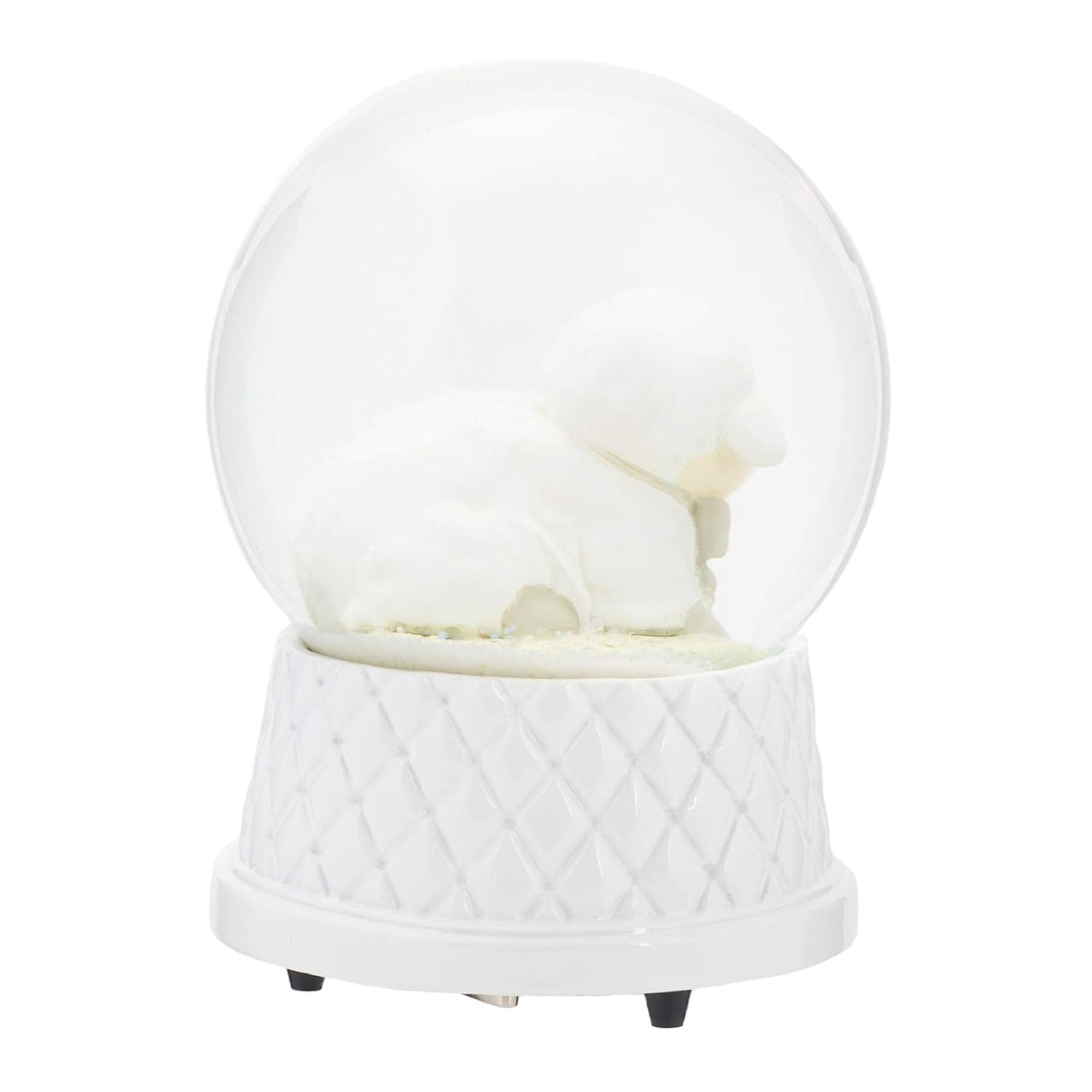 DEMDACO Jesus Loves Me Musical Water Globe - Lamb Snow Globe - Baby Blessing Keepsake - Small Silver Cross - Religious Gift for Kids - Resin & Stone - Great for Blessings & Celebrations
