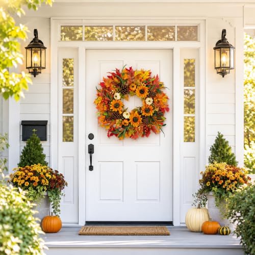 28 inch large fall sunflower wreath for front on a desk or shelf