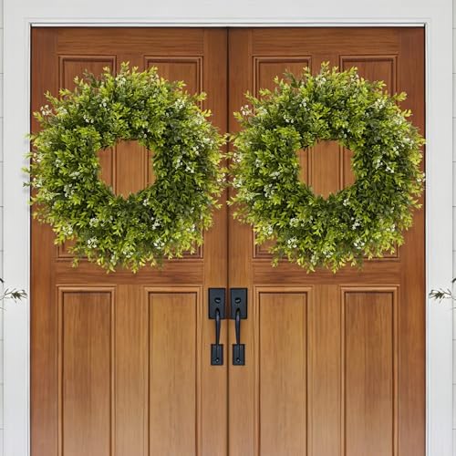 28'' large boxwood wreath for front door porch on a desk or shelf