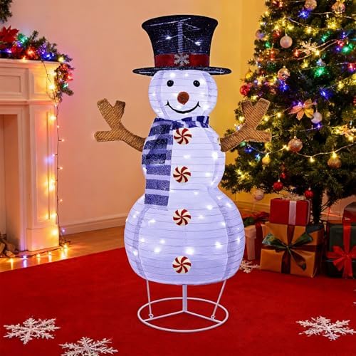 juegoal lighted christmas decorations, 3.5ft outdoor 3d collapsible, side view
