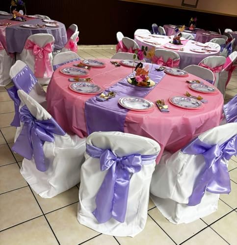 50 Baby Blue Chair Sashes Satin Chair Bows for Wedding Birthday Party Fiesta Decor - 7x108 Inches Ribbons Ties Fitted Banquets Folding Decorations