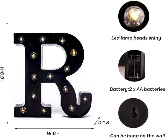 Foaky Black LED Marquee Number Lights Sign Light Up Marquee Number Lights Sign for Night Light Wedding Birthday Party Battery Powered Christmas Lamp Home Bar Decoration
