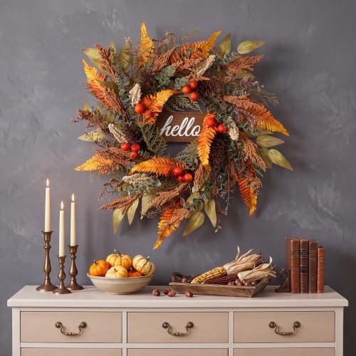 paper fair 26 inch fall wreath for front, front angle view