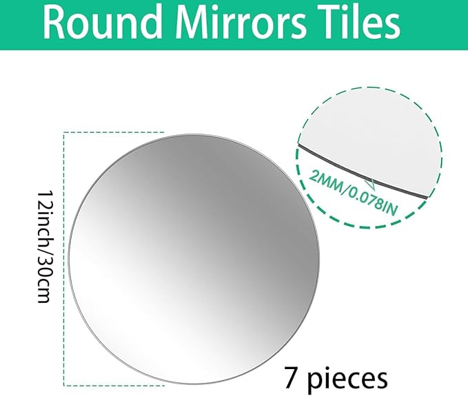 9PCS 12" Round Mirror Centerpieces for Tables Decorations, Acrylic Circle Mirror Centerpieces 2mm Mirror Tray Candle Plate Centerpiece for Wedding Table Christmas Party Decorations Wall Decor
