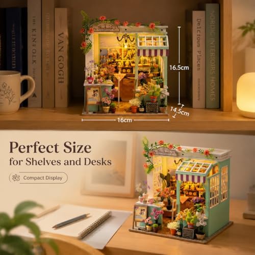 diy miniature flower house book nook kit with, side view