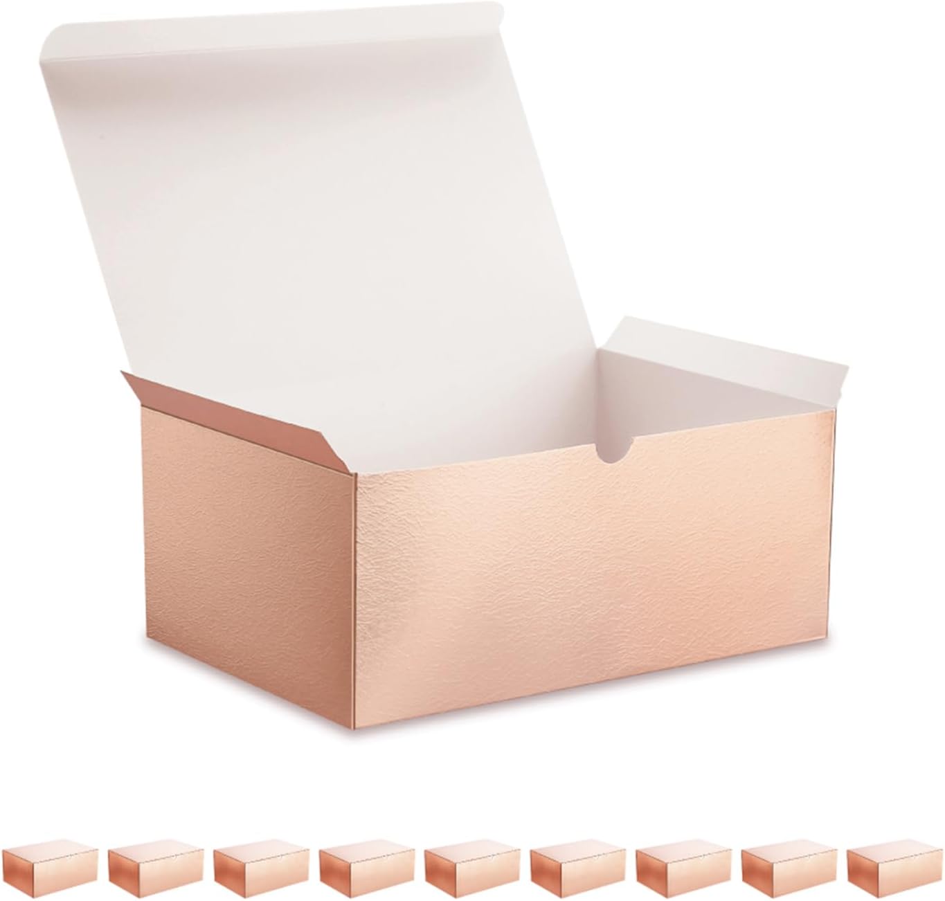 MALICPLUS 10 Gift Boxes 9.5x6.5x4 Inches Gift Boxes with Lids Boxes for Gifts Bridesmaid Proposal Boxes, Rose Gold Gift Box Bulk for Light Weight Gifts, Crafting