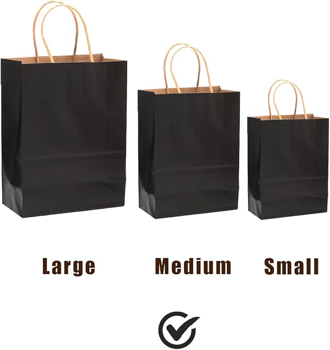 qiqee 200Pcs Paper Gift Bags with Handles - 10.6"x8.3"x4.3" Medium Party Favor Bags Multiple Uses - 16 Solid Colors
