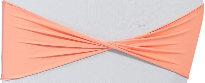 VDS Pack of 50 PCS | Peach | Spandex Chair Sashes Bows Without Buckle | Stretch Elastic Banquet Universal Folding Chair Band Tie with for Wedding Party Conference Celebration Event Decoration