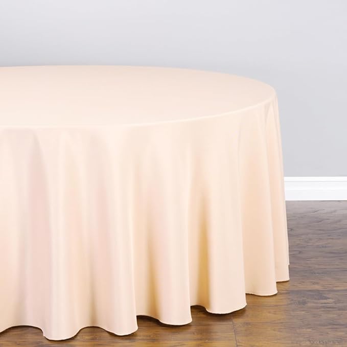 LTC LINENS 2 Pack 108 Inch Round Tablecloth Peach - Great for 48 Inch Round Table Floor Length - Wrinkle Resistant Polyester Fabric Cloth for Wedding, Party