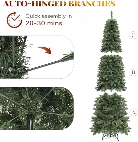 yitahome 6ft prelit green fraser fir pencil christmas showing dimensions