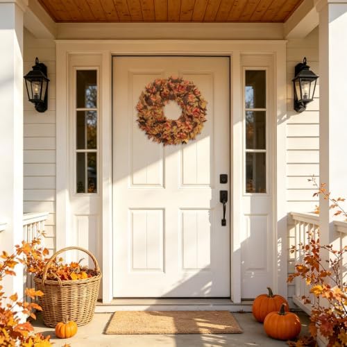 20" fall wreath for front door, artificial maple, package contents
