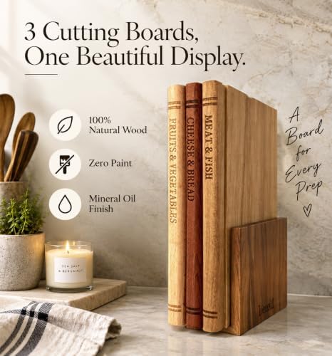 premium book cutting board set with stand –, view 11