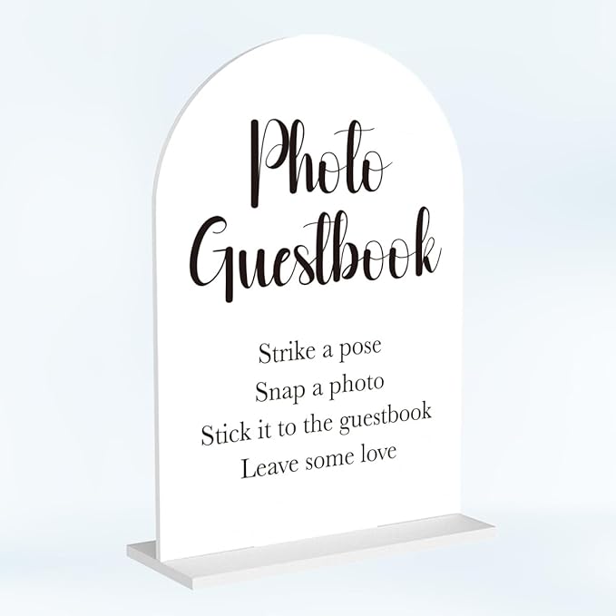Photo Guest Book Sign for Wedding Acrylic Arch Wedding Bridal Shower Baby Shower Welcome Table Signs for Ceremony and Reception Decor 7 x 5 Inches