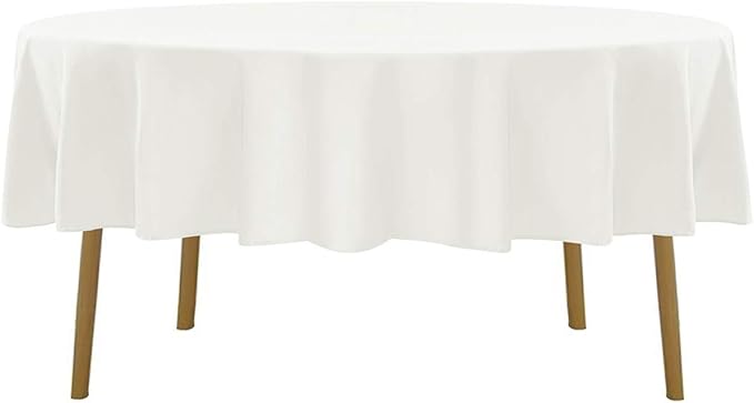 70 inch Round Tablecloth Washable Polyester Table Cloth Decorative Table Cover for Wedding Party Dining Banquet（70 inch,Ivory）