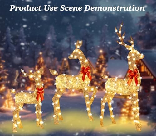 63 inch 2.5d champagne large lighted christmas deer, view 9