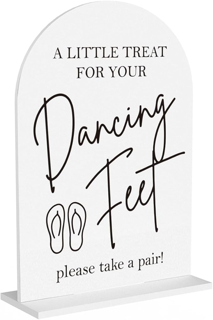 Dancing Feet Sign, Wedding Flip Flops Sign, Wedding Engagement Bridal Shower Reception Party Table Desk Acrylic Decor