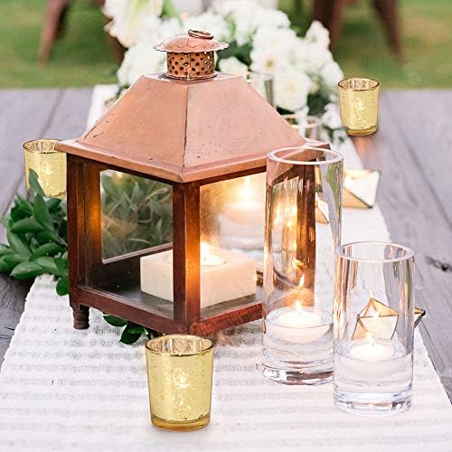 DARJEN 24 Pcs Gold Tea Lights Candles Holders for Wedding Centerpieces | Votive Candle Holders for Party Home Wedding Shower Decorations, Table - Mercury Glass Votives