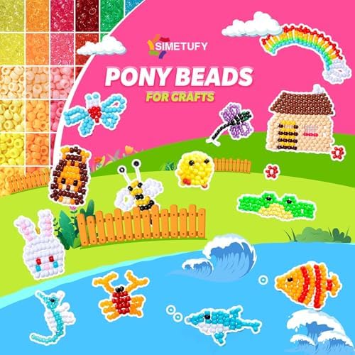 simetufy 10000pcs pony beads bulk, 56 colors 6x9mm, view 9