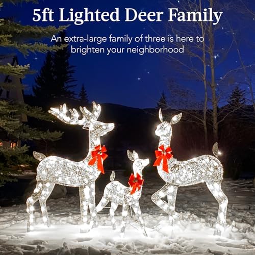 best choice products 3-piece large lighted christmas deer shown in use