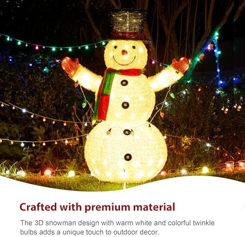 glitzhome 4ft lighted pop-up christmas snowman, large pre-lit on a desk or shelf