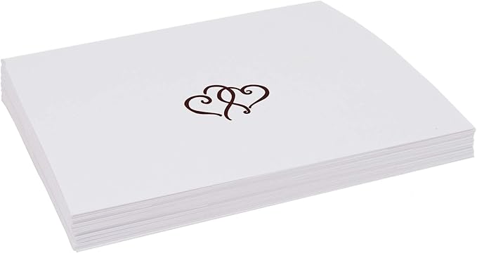 Linked Hearts Place Cards, Chocolate (Choose Color), Set of 25, Pre-cut and Scored - Wedding, Party, Dinner, and Special Events - Made in the USA