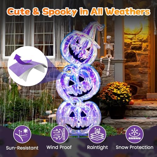 goplus 3.4 ft halloween decorations, light up stacked, side view