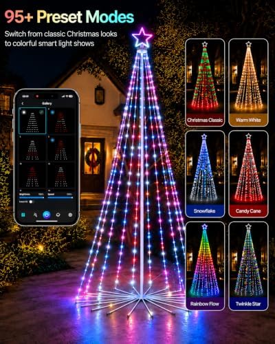 12ft smart 3d rgb animated outdoor christmas cone, side view
