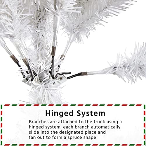 yaheetech 6ft white artificial christmas pine tree seasonal, front angle view